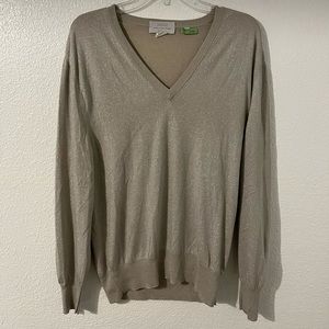 Barneys New York Grey Cashmere & Silk Women’s V-neck Sweater Size Small